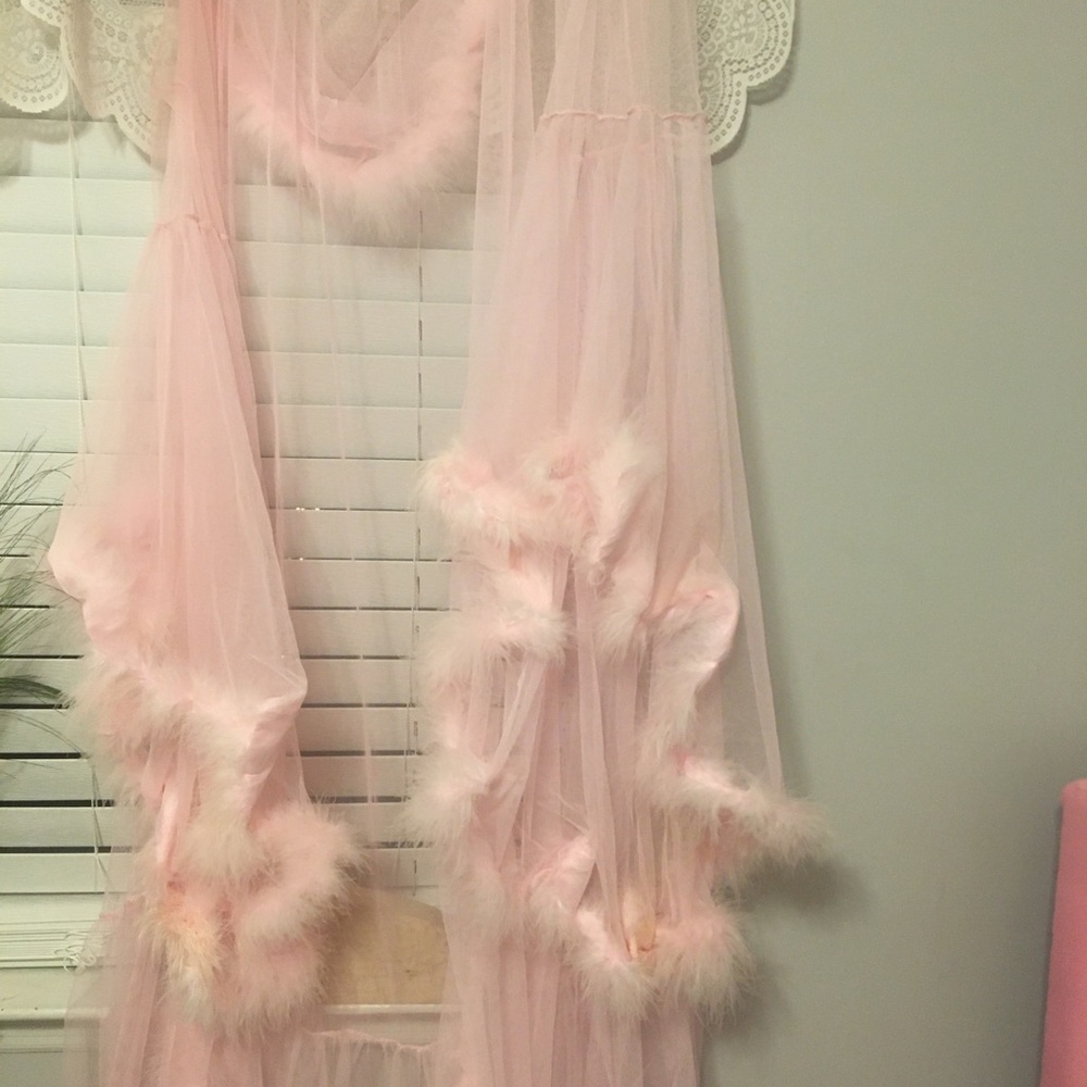 Dolls kill floor length pink feather robe